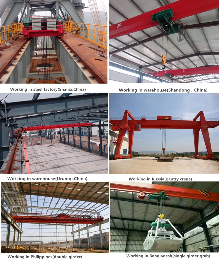 Fem Standard 5t 10t 20t 50t Wireless Remote Control Heavy Dutry Industrial Double Girder Trolley Hook Overhead Crane